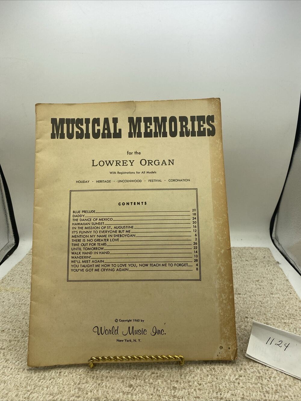 Musical Memories For The Lowrey Organ W/Registrations For All-1960 World Music
